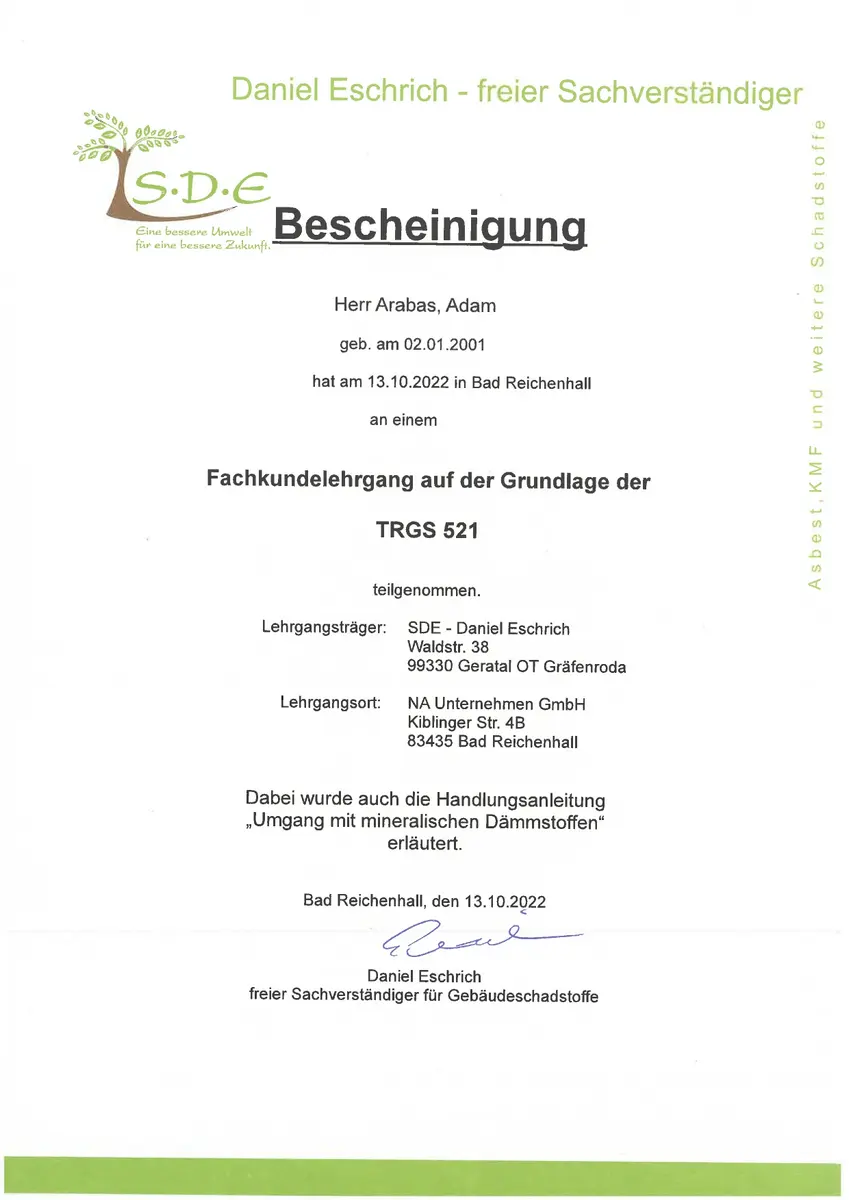 Schadstoffsanierung – fachgerechte Entfernung von Asbest und KMF
